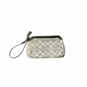 Coach Signature Pattern Wristlet in Gray and Black